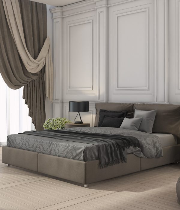 3d rendering classic bed in classic bedroom with curtain